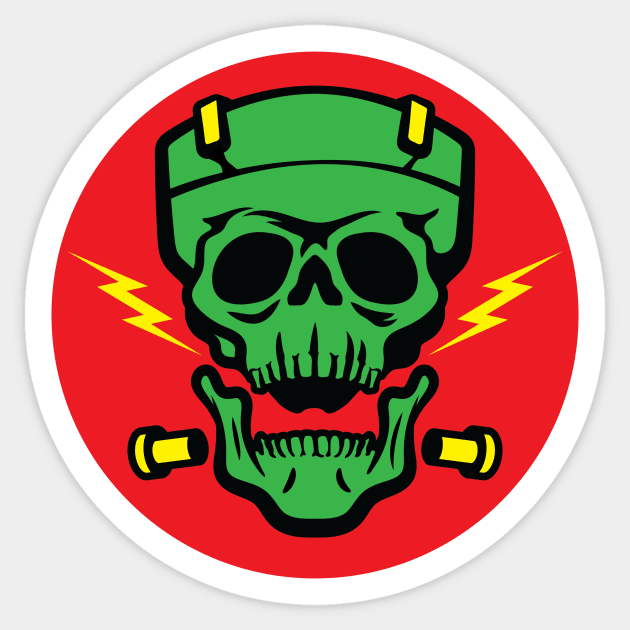 Frankenskull Sticker by toadyco